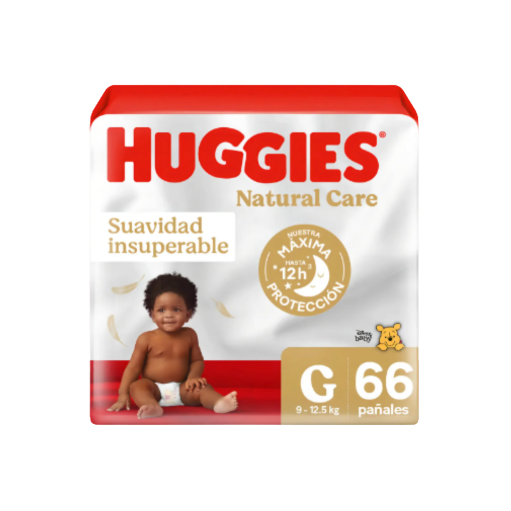 Pañal Huggies Natural Care G - 66 Unidades