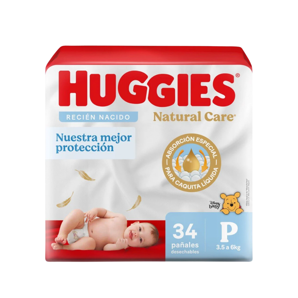 Pañal Huggies Natural Care P - 34 Unidades