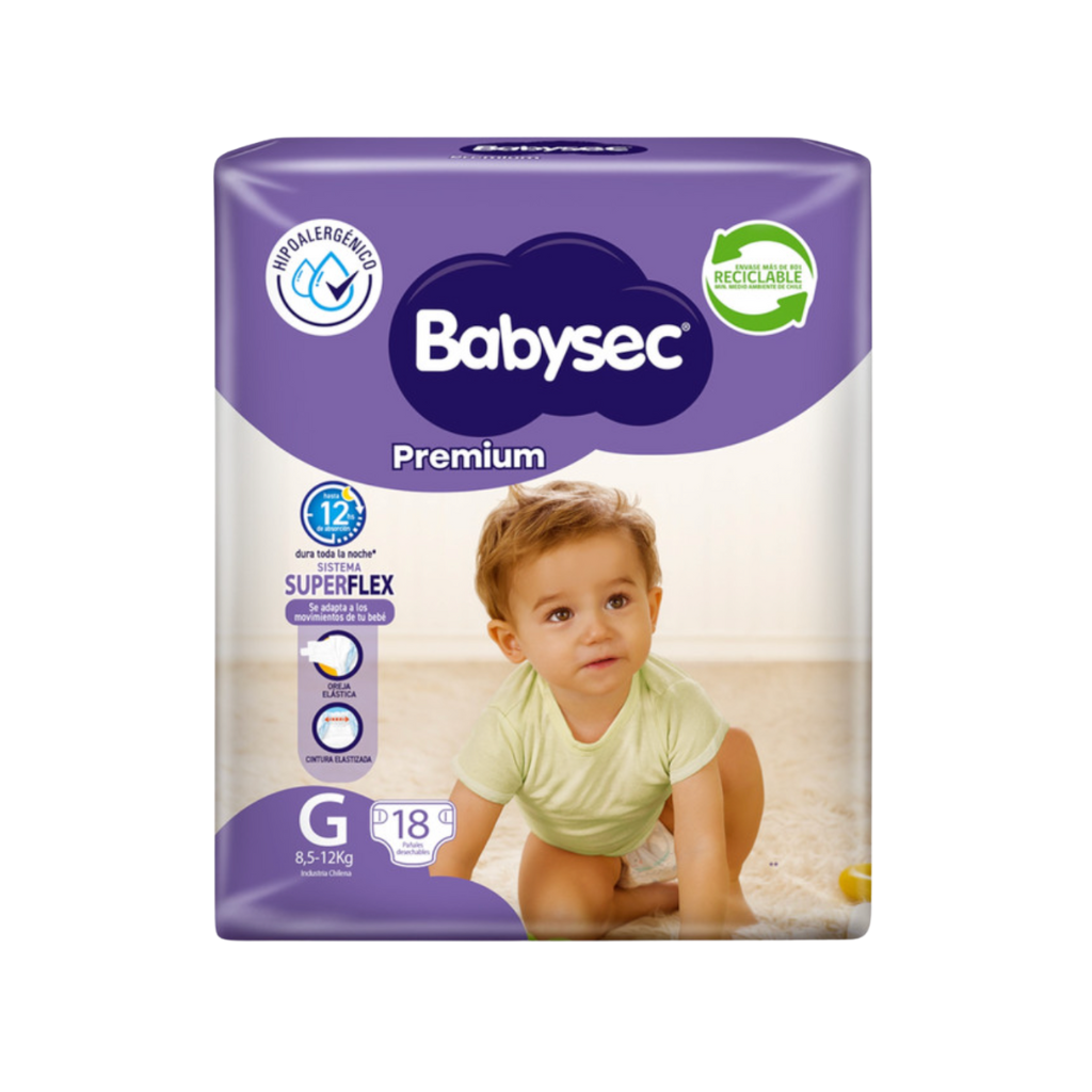 Pañal Babysec Premium Talla G - 18 Unidades