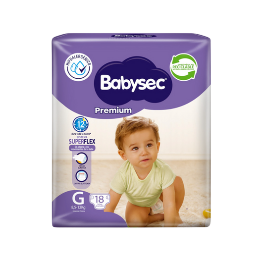 Pañal Babysec Premium Talla G - 18 Unidades