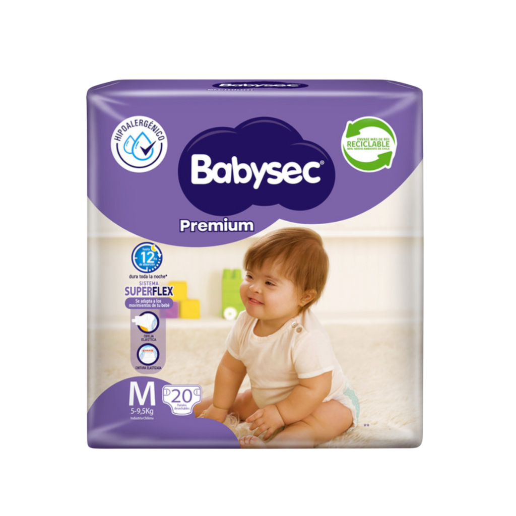 Pañal Babysec Premium Talla M - 20 Unidades