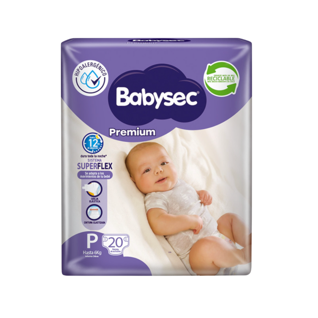 Pañal Babysec Premium Talla P - 20 Unidades