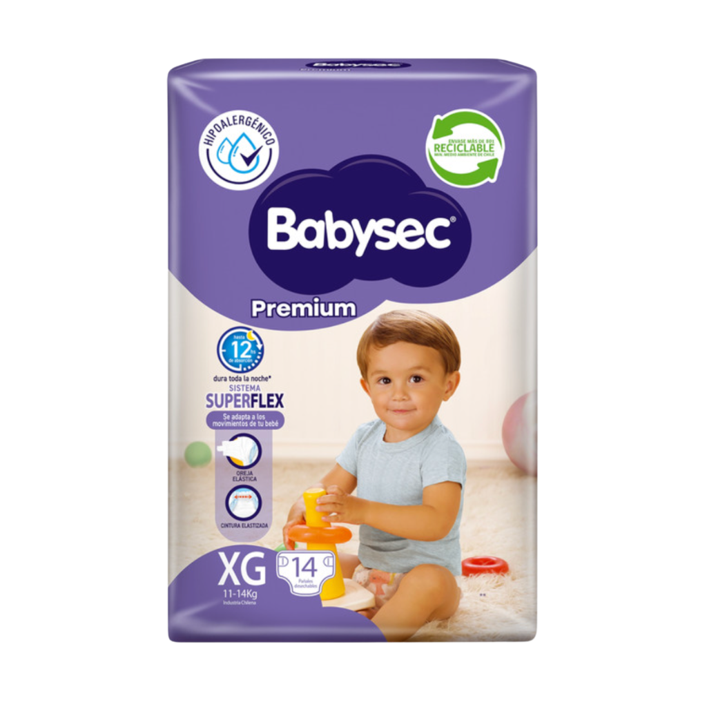 Pañal Babysec Premium Talla XG - 14 Unidades