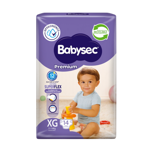 Pañal Babysec Premium Talla XG - 14 Unidades