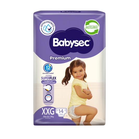 Pañal Babysec Premium Talla XXG - 14 Unidades