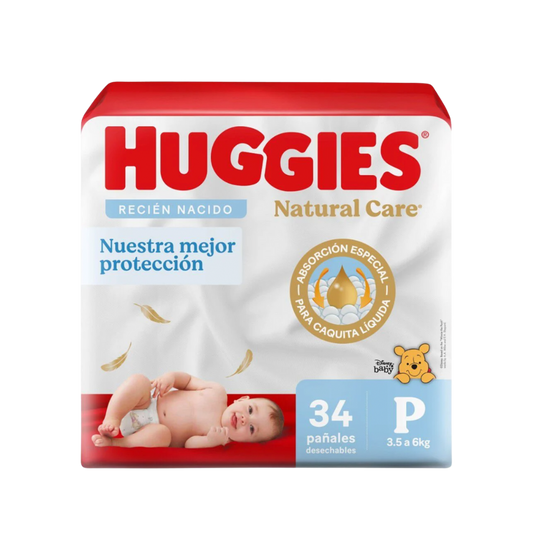 Pañal Huggies Natural Care P - 34 Unidades