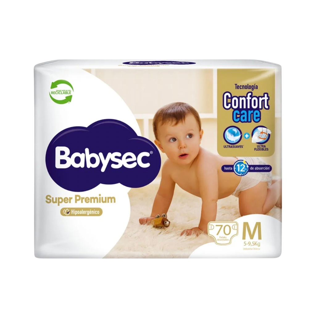 Pañal Babysec Super Premium Talla M - 70 Unidades