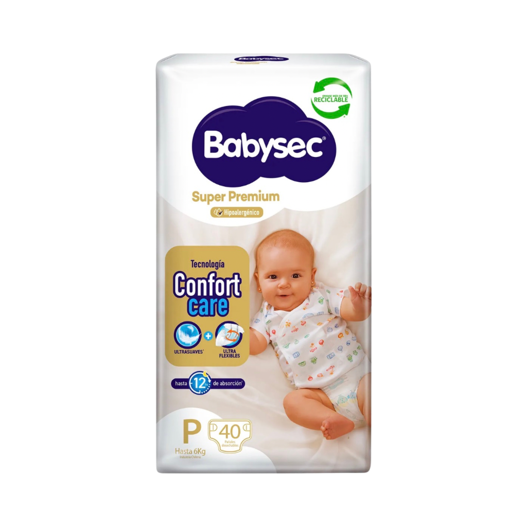 Pañal Babysec Super Premium Talla P - 40 Unidades
