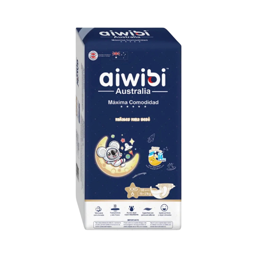 Pañal Aiwibi Dulce Noche Máxima Comodidad Talla XXG - 38 Unidades