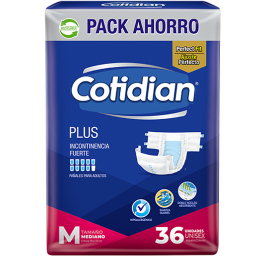 Pañal Cotidian Plus Talla M – 36 Unidades