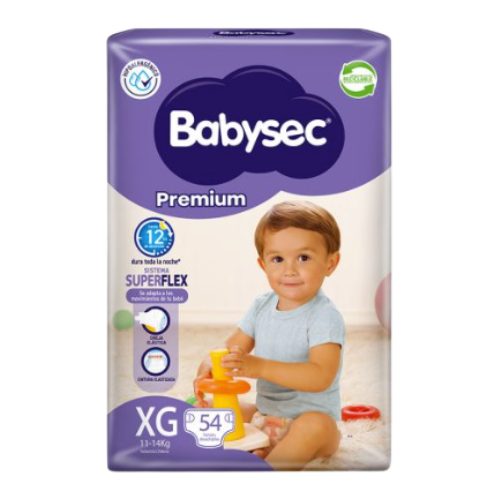 Pañal Babysec Premium Talla XG - 54 Unidades